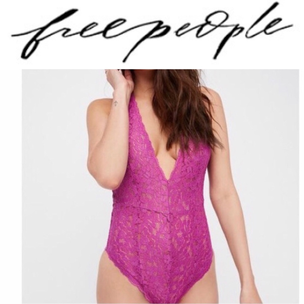 Free People Intimately Avery Purple Lace Bodysuit